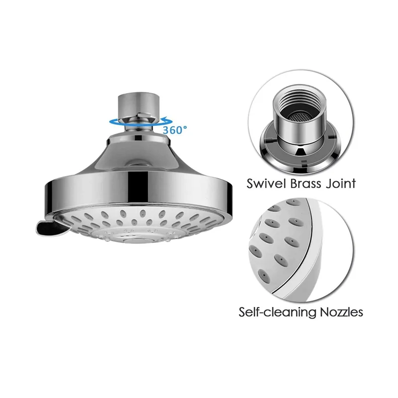 High-Pressure Chrome Rain Shower Head – Adjustable 3-Mode Wall-Mount Shower Head for Powerful Full Coverage
