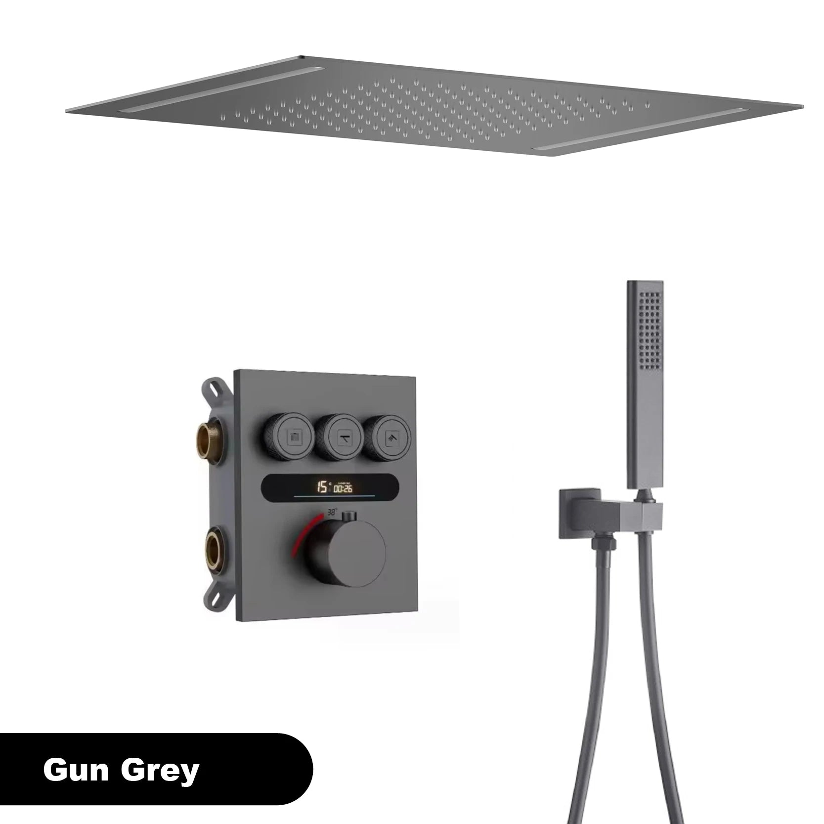 Smart Digital Rainfall Shower System with Thermostatic Control & Handheld Sprayer – Luxury Wall-Mount Set