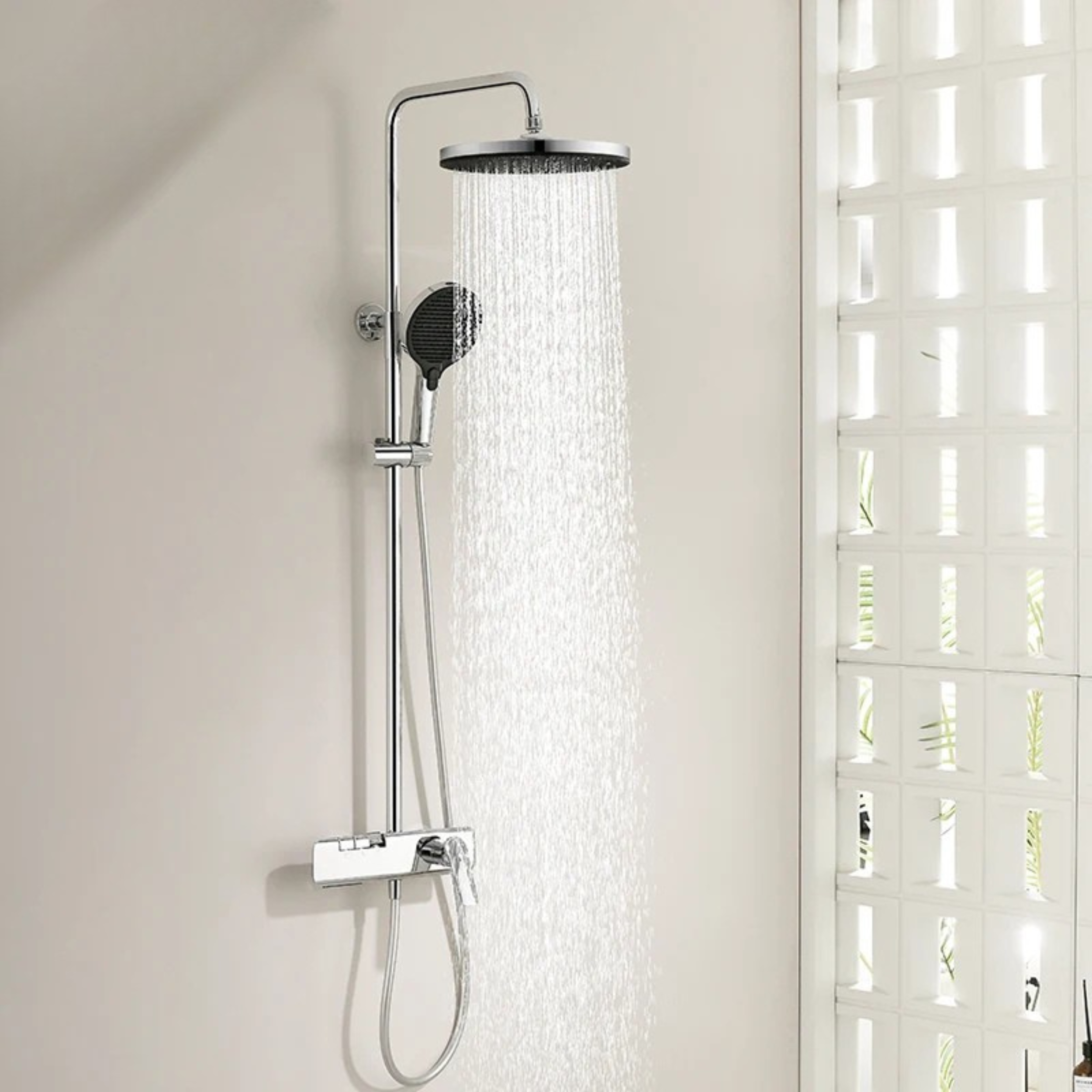 Modern Rainfall Shower System with Handheld Sprayer & Thermostatic Mixer – High-Pressure Luxury Bathroom Set