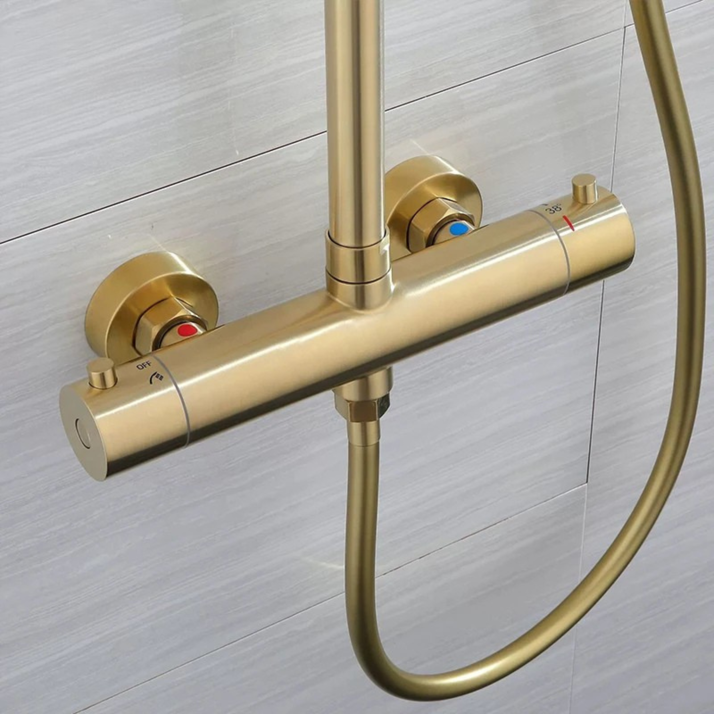 Brushed Nickel Rainfall Shower System with Handheld Sprayer & Thermostatic Mixer – Modern Wall-Mount Luxury Set