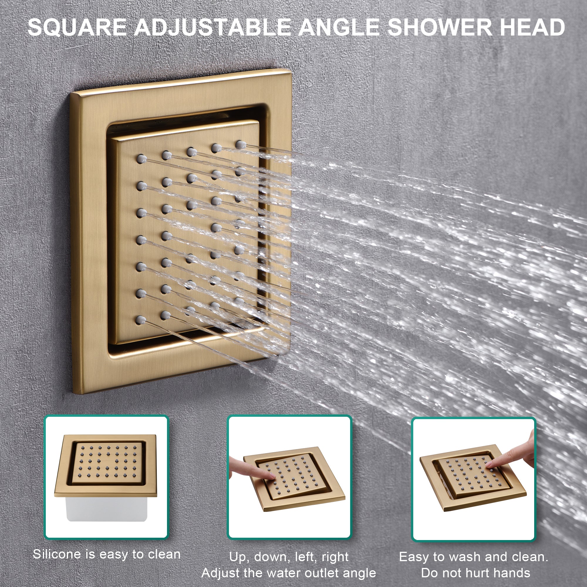 Colorado|36"X 16" In Dual Showerhead 7 Functions Complete Led Music Shower System 6 Body Jets 2x Wall Mounted Rainfall Showerhead