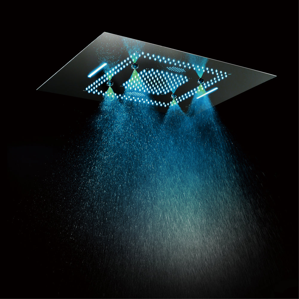 TULUM| 32" Luxury Complete LED Music Shower Set Rain Waterfall Mist Spray Function 6 Body Jets & Hand Shower