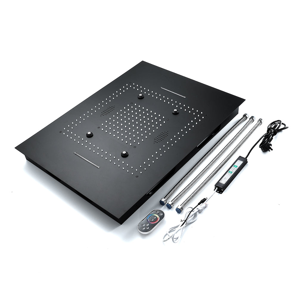 TULUM| 32" Luxury Complete LED Music Shower Set Rain Waterfall Mist Spray Function 6 Body Jets & Hand Shower