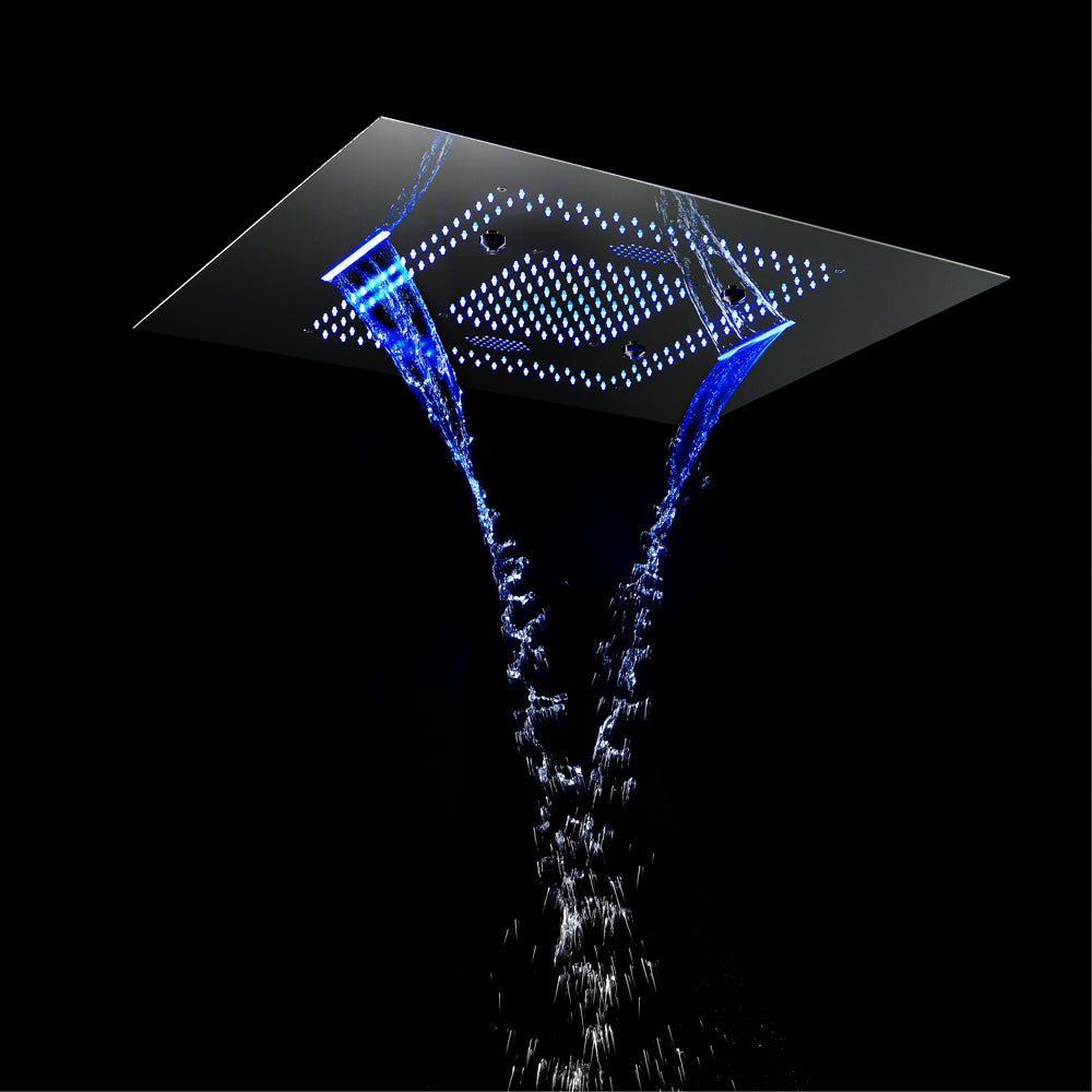 TULUM| 32" Luxury Complete LED Music Shower Set Rain Waterfall Mist Spray Function 6 Body Jets & Hand Shower