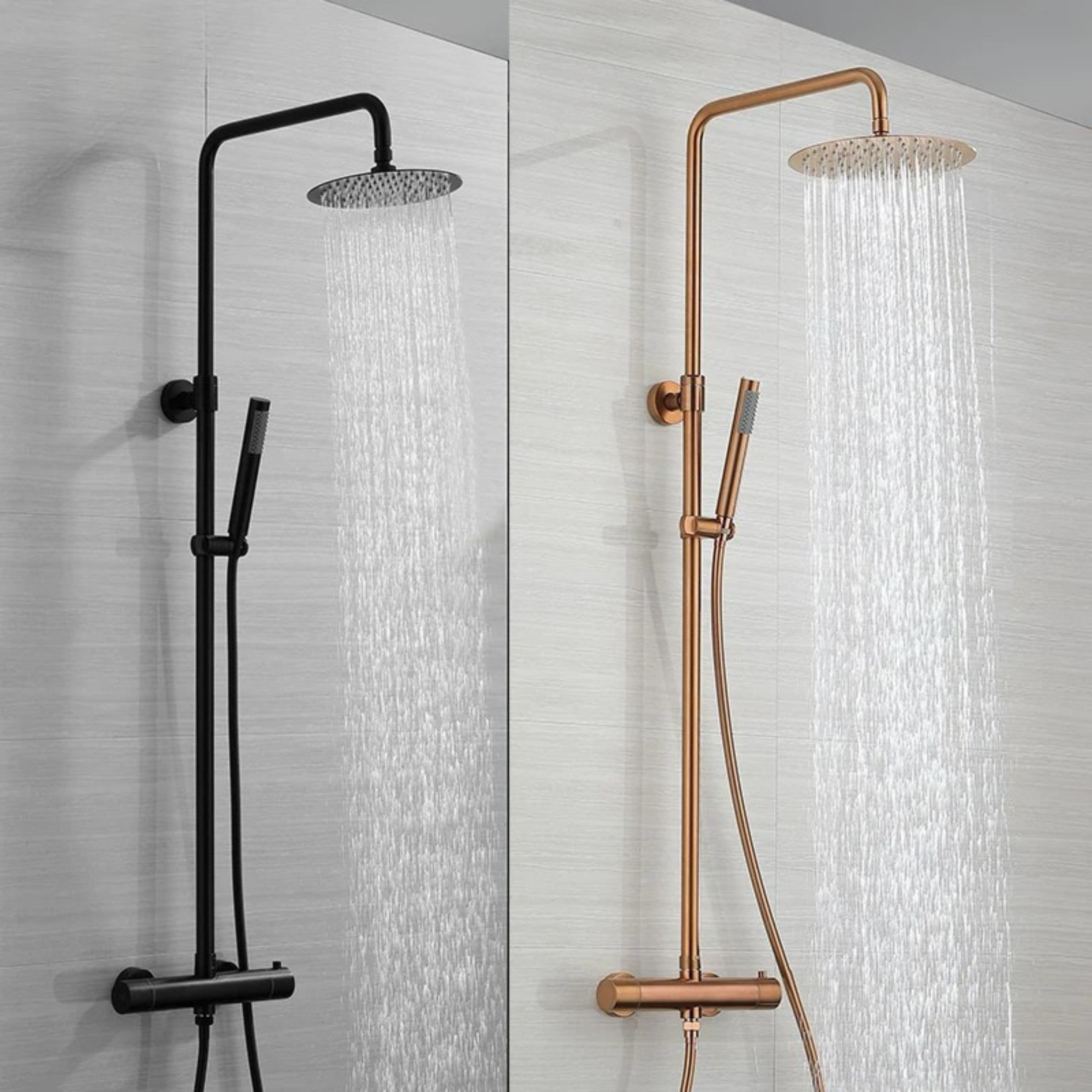 Brushed Nickel Rainfall Shower System with Handheld Sprayer & Thermostatic Mixer – Modern Wall-Mount Luxury Set