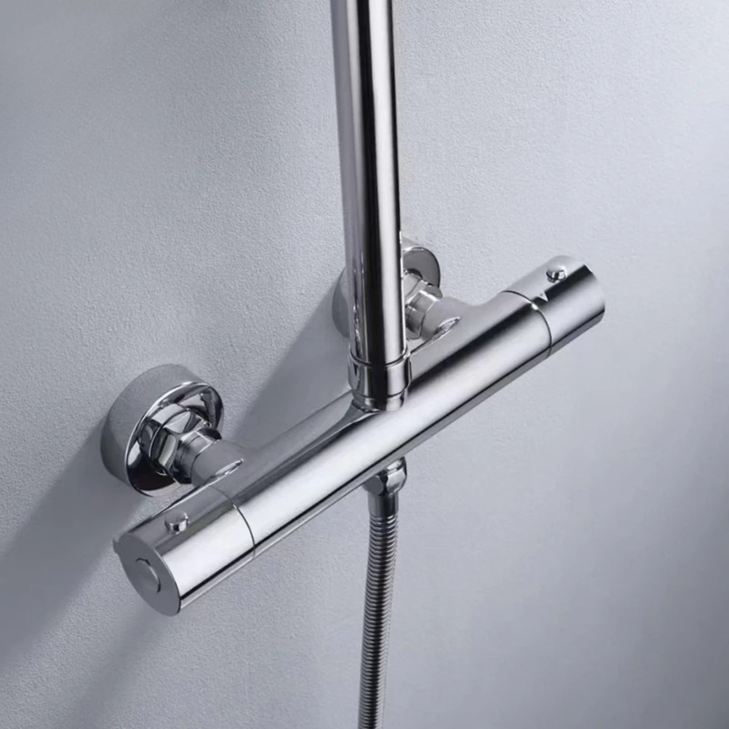 Dual Shower System with Rainfall Shower Head & Handheld Sprayer – High-Pressure Thermostatic Chrome Shower Set