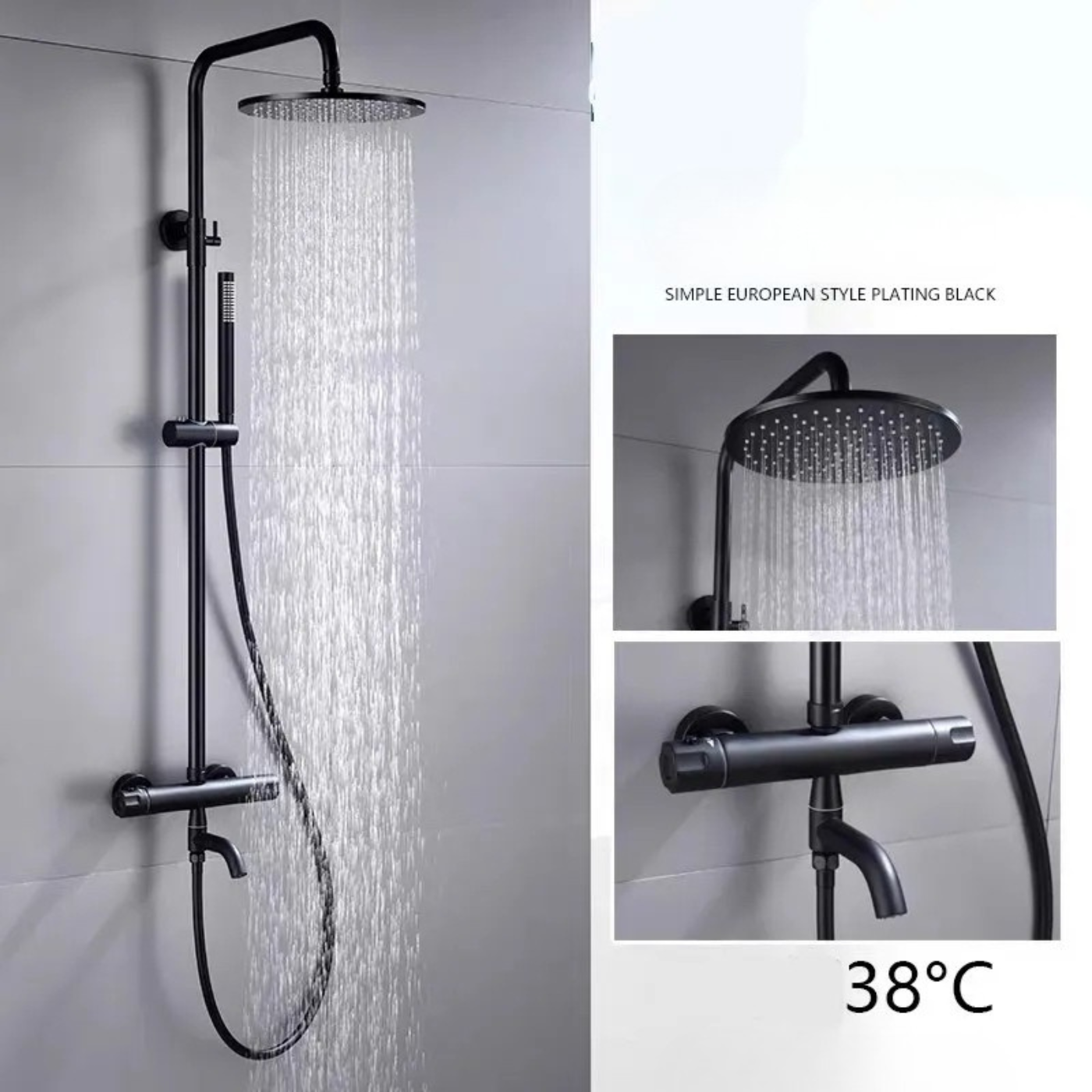 Modern Dual Rainfall Shower System with Handheld Sprayer & Tub Spout – High-Pressure Thermostatic Shower Set