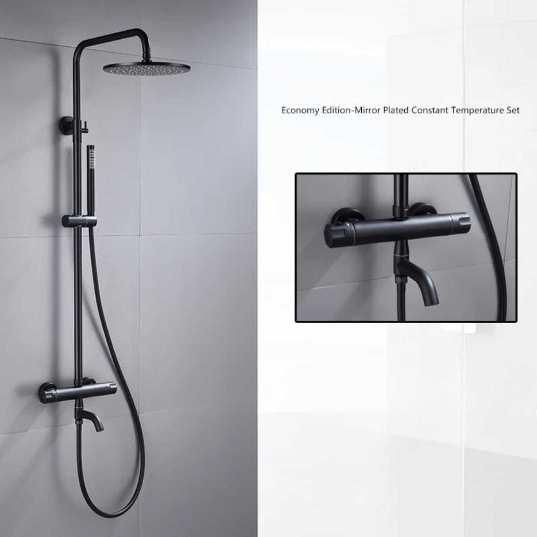 Modern Dual Rainfall Shower System with Handheld Sprayer & Tub Spout – High-Pressure Thermostatic Shower Set