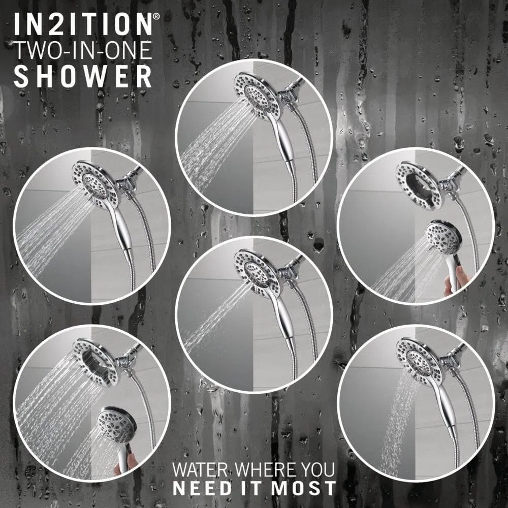 Dual 2-in-1 High-Pressure Shower Head with Handheld Sprayer – 5 Spray Settings Chrome