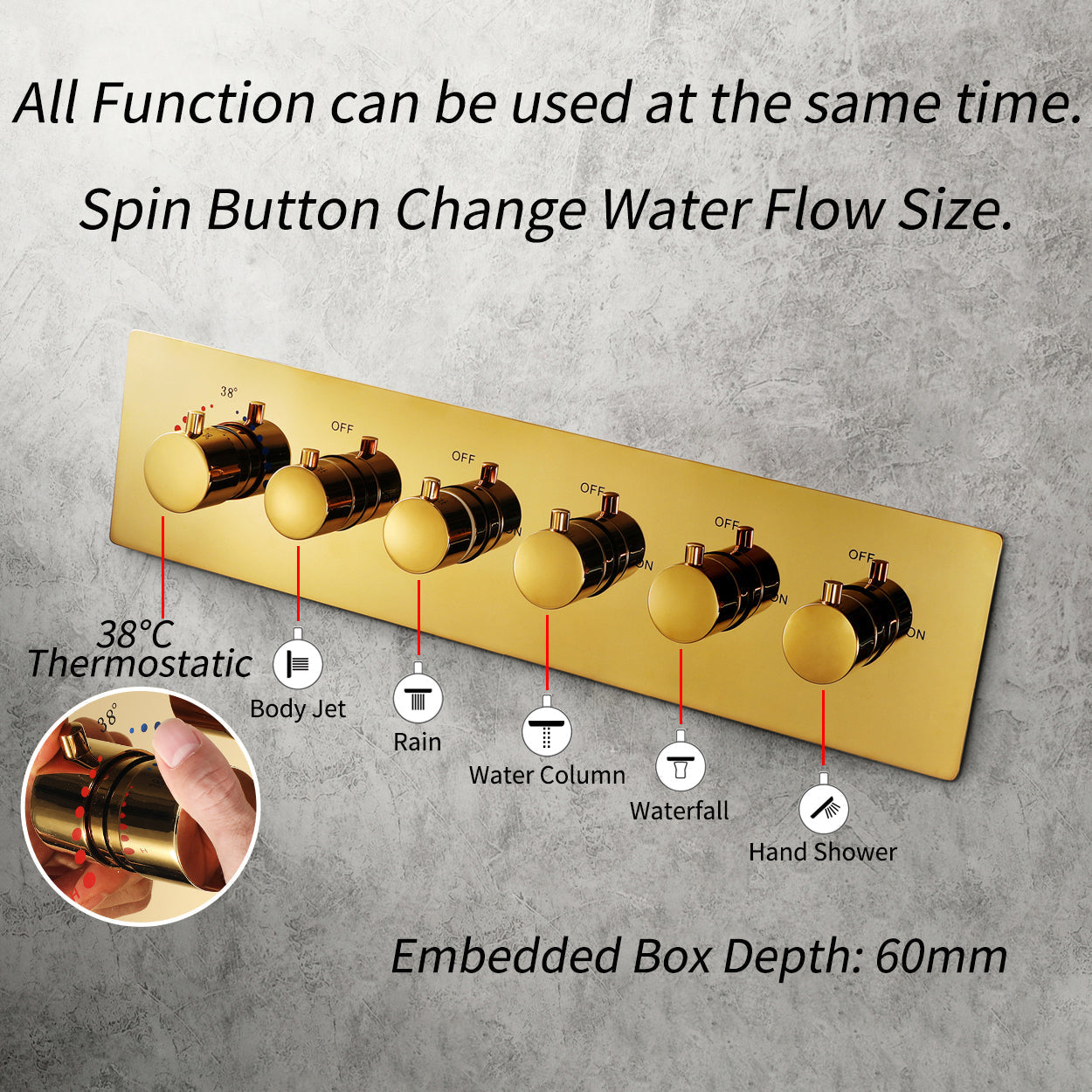 VANCOUVER| 36" INCH POLISHED GOLD CEILING MOUNTED COMPLETE LED MUSIC SHOWER SET