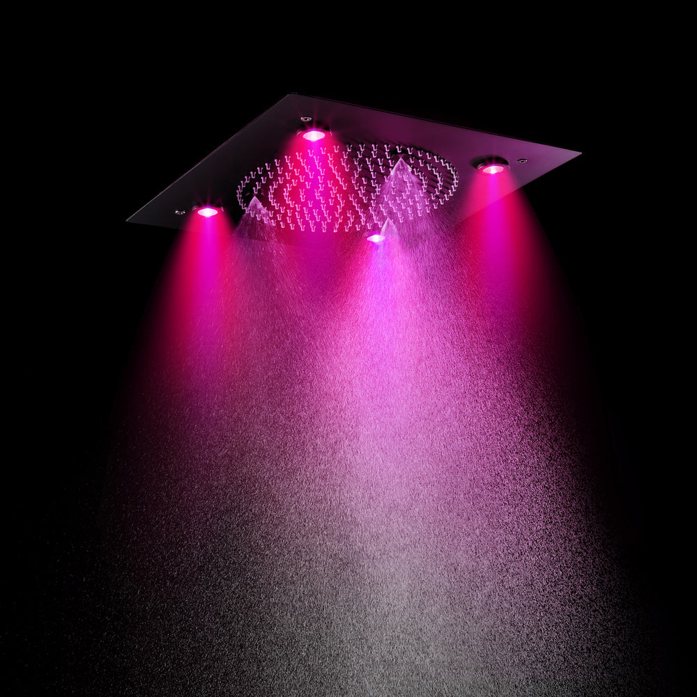 ZANZIBAR - 12" X 12" Luxury Complete Rain & Misty Spray LED Shower Set with Hand Shower & Spout. Matte Black