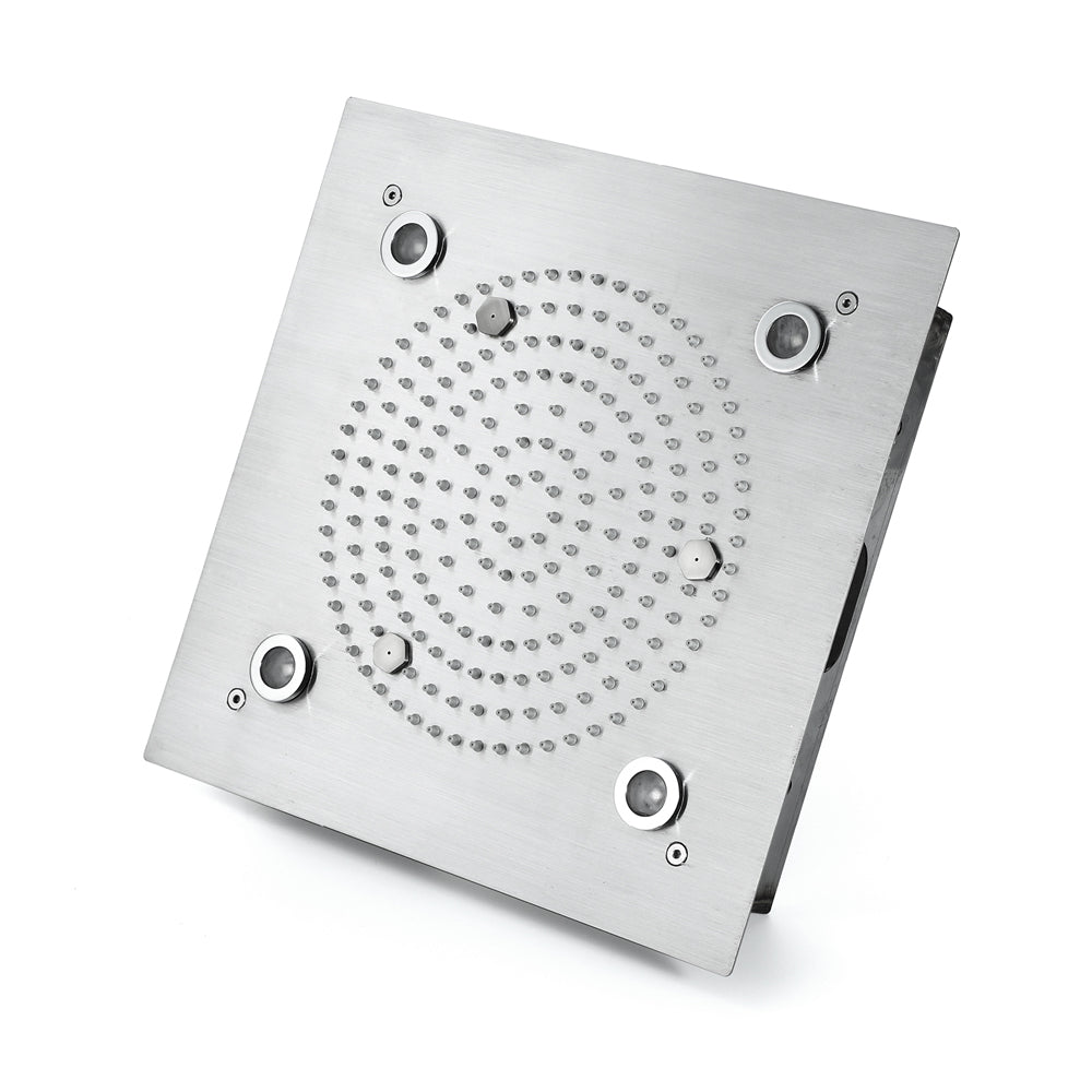 Zanzibar Chrome -12" X 12"  Luxury Complete Rain & Misty Spray LED Shower Set with Hand Shower & Spout.