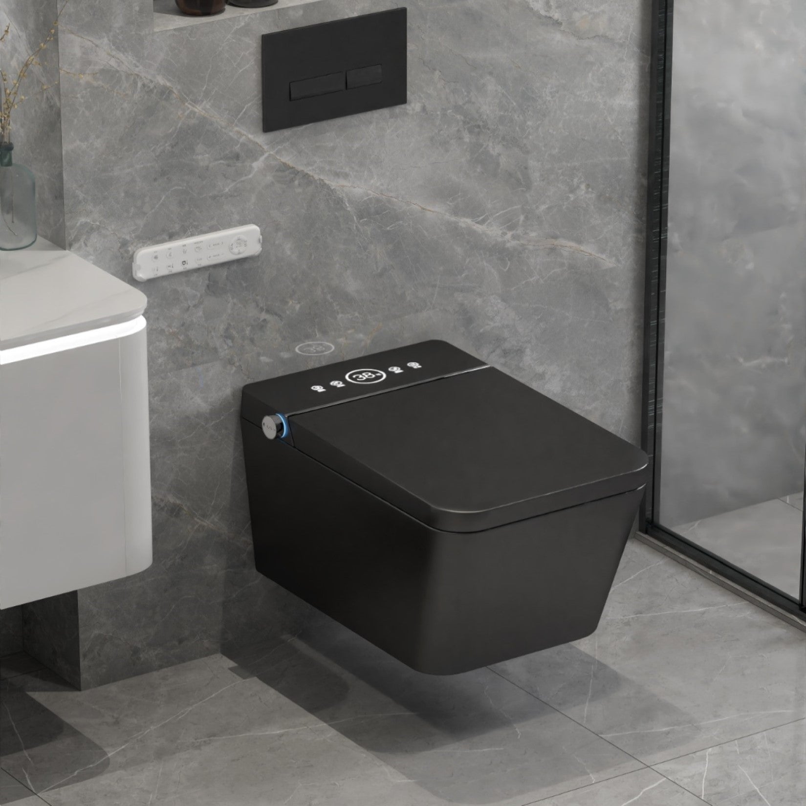 MIAH|  WALL HUNG LUXURY SMART TOILET HEATED SEAT AIR DRYER SMART TOILET