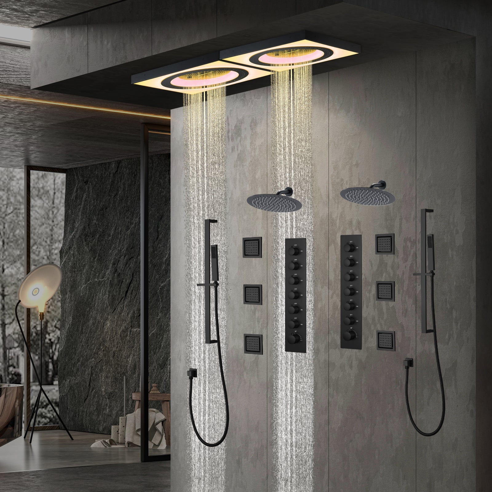 SILK|47"IN COMPLETE LUXURY DUAL SHOWER LED MUSIC SYSTEM